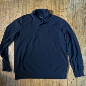RW & CO Shawl-Collar Navy Sweater
